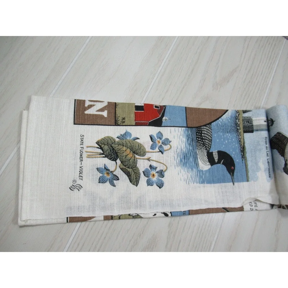 Wisconsin souvenir Linen Canvas Kitchen hand Towel Decor‎ Dairy Cow Cheese Dells